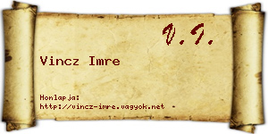 Vincz Imre névjegykártya